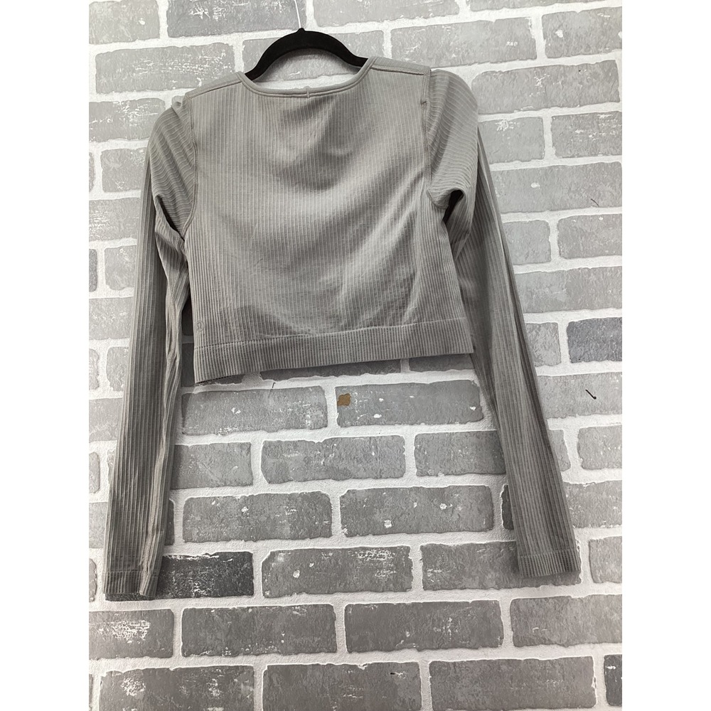 Lululemon Ebb to Street Long Sleeve Ribbed Crop Top Grey Size‎ 8 LW3DJQS - Picture 5 of 6